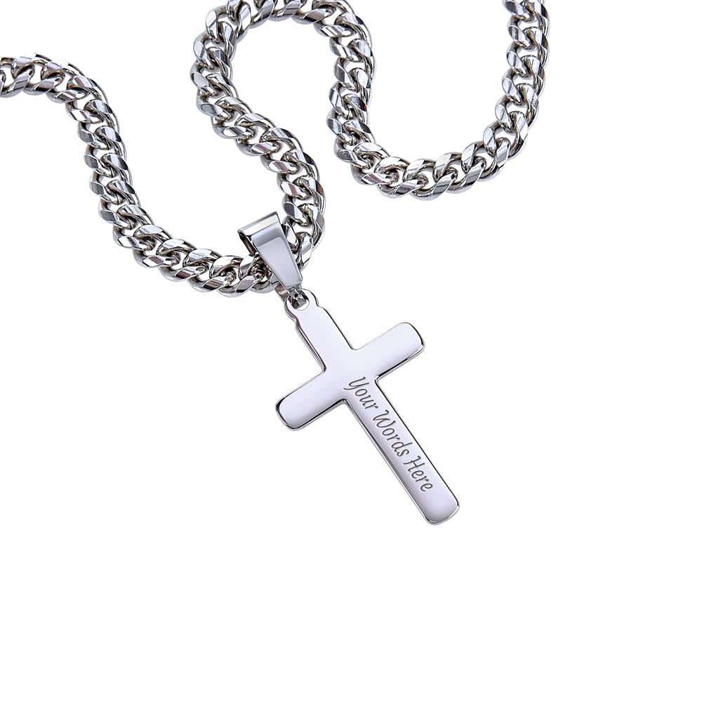 To My Future Husband | Personalized Cross with Cuban Chain Necklace
