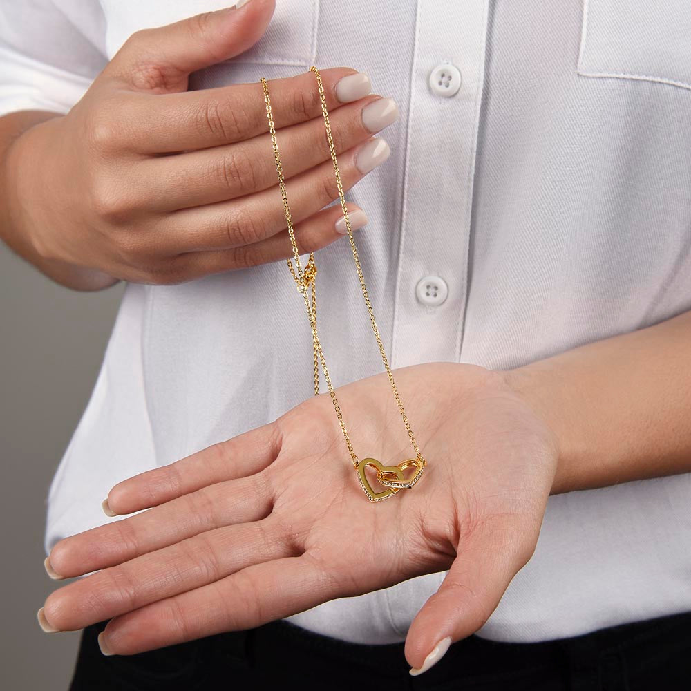 To My Beautiful Granddaughter Interlocking Heart Necklace 18k Gold