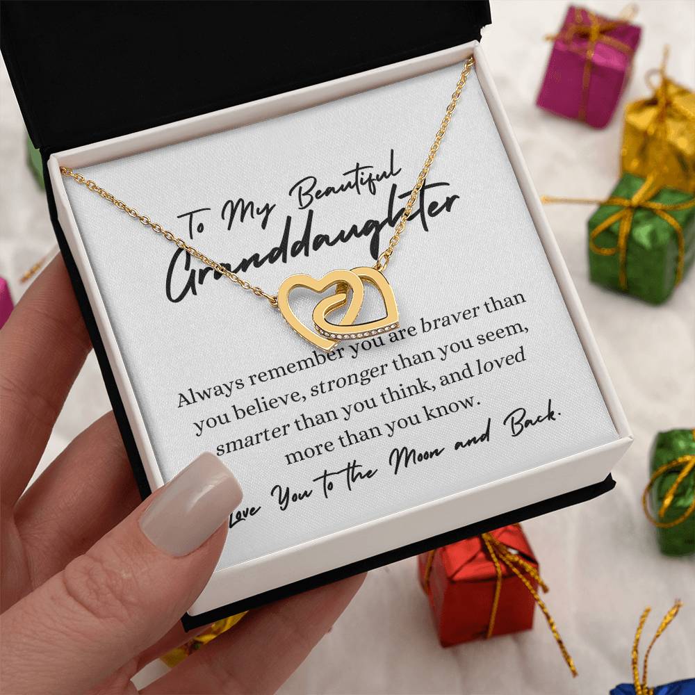 To My Beautiful Granddaughter Interlocking Heart Necklace 18k Gold