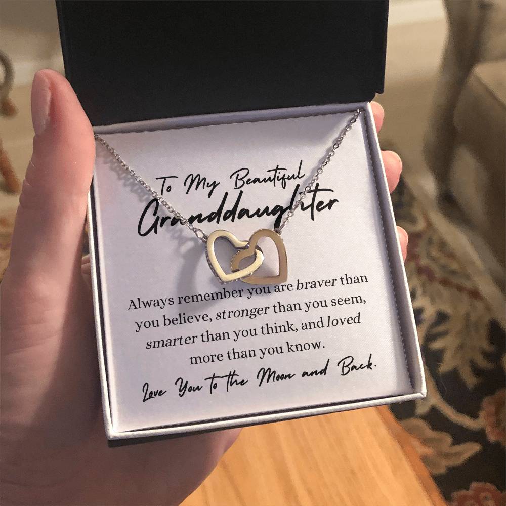 To My Beautiful Granddaughter Interlocking Heart Necklace 18k Gold