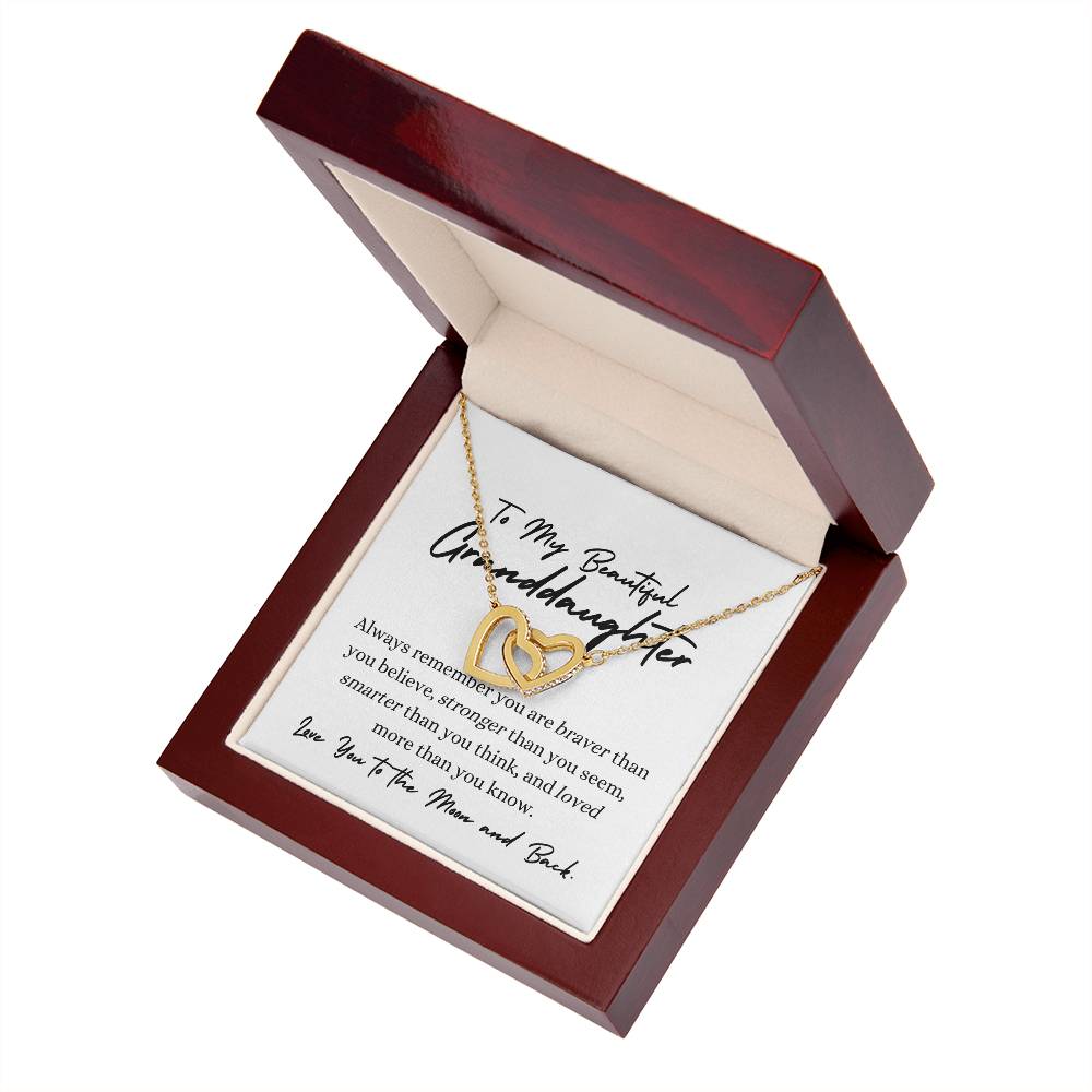 To My Beautiful Granddaughter Interlocking Heart Necklace 18k Gold