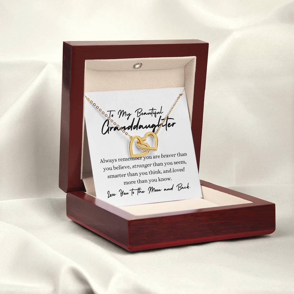 To My Beautiful Granddaughter Interlocking Heart Necklace 18k Gold