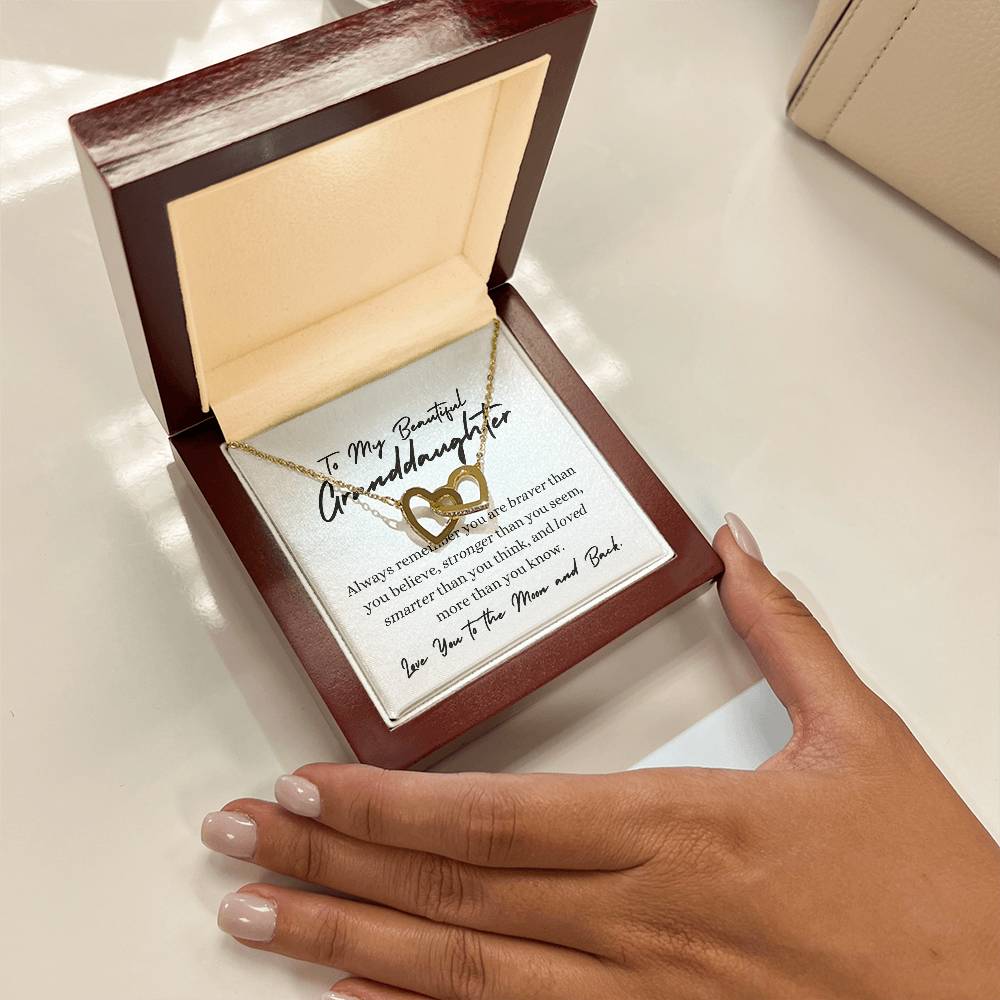 To My Beautiful Granddaughter Interlocking Heart Necklace 18k Gold