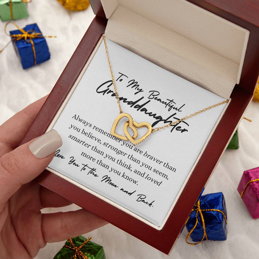 To My Beautiful Granddaughter Interlocking Heart Necklace 18k Gold