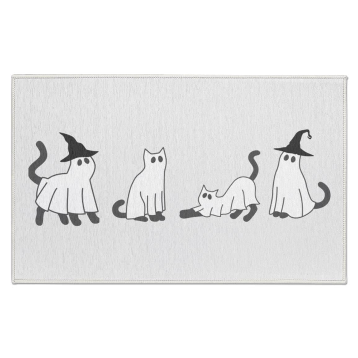 Black Cat Ghost Indoor Doormat